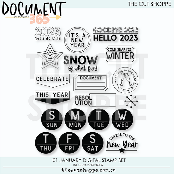 Document 365 Digital Kit 01 January Digital Stamps