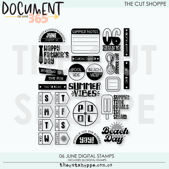 06 June Document 365 Digital Kit Digital Stamps