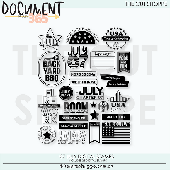 07 July Document 365 Digital Kit Digital Stamps